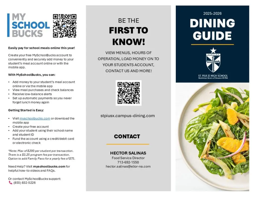 St. Pius X High School Dining Guide